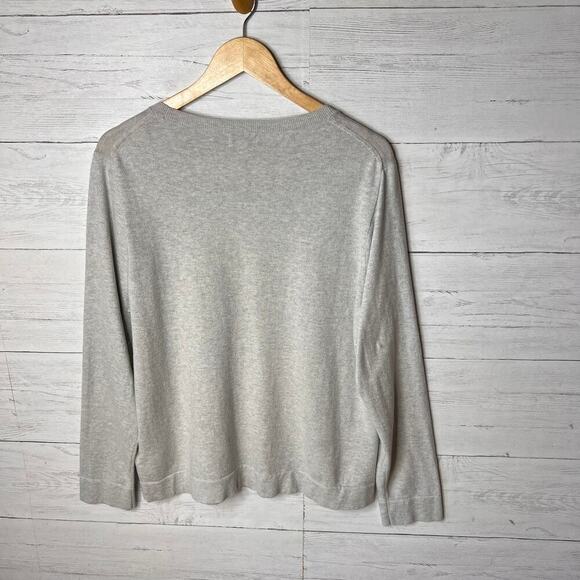 J Crew Factory Sweater Womens Size XXL Gray 100% Cotton Embroidered Hearts - Picture 11 of 16